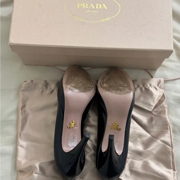 Prada Glossy Black Women's Heels - Picture 4 of 4